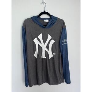 Match-Up Colorblock Hoodie Shirt Men XL Gray Blue Pullover Casual Hooded‎ Tee